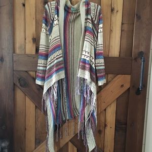 Aztec style fringed cardigan
